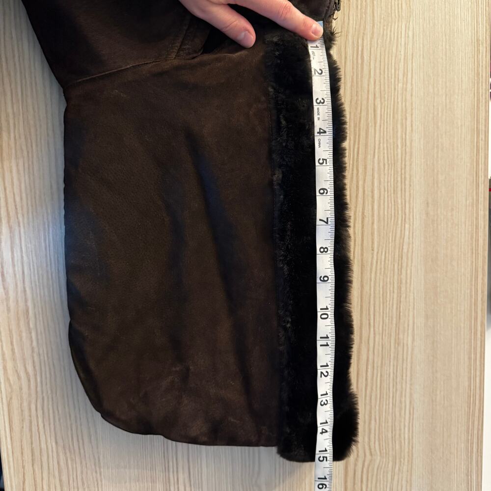 Jones New York | Leather and Faux Sherling Coat with Hood size L - Picture 5 of 16